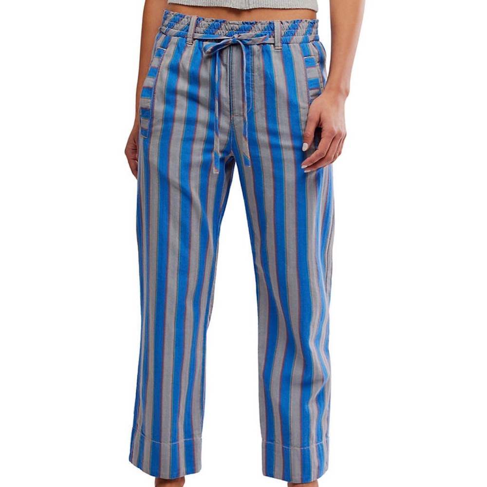 Marielle Stripe Cotton Drawstring Pants M NWT
